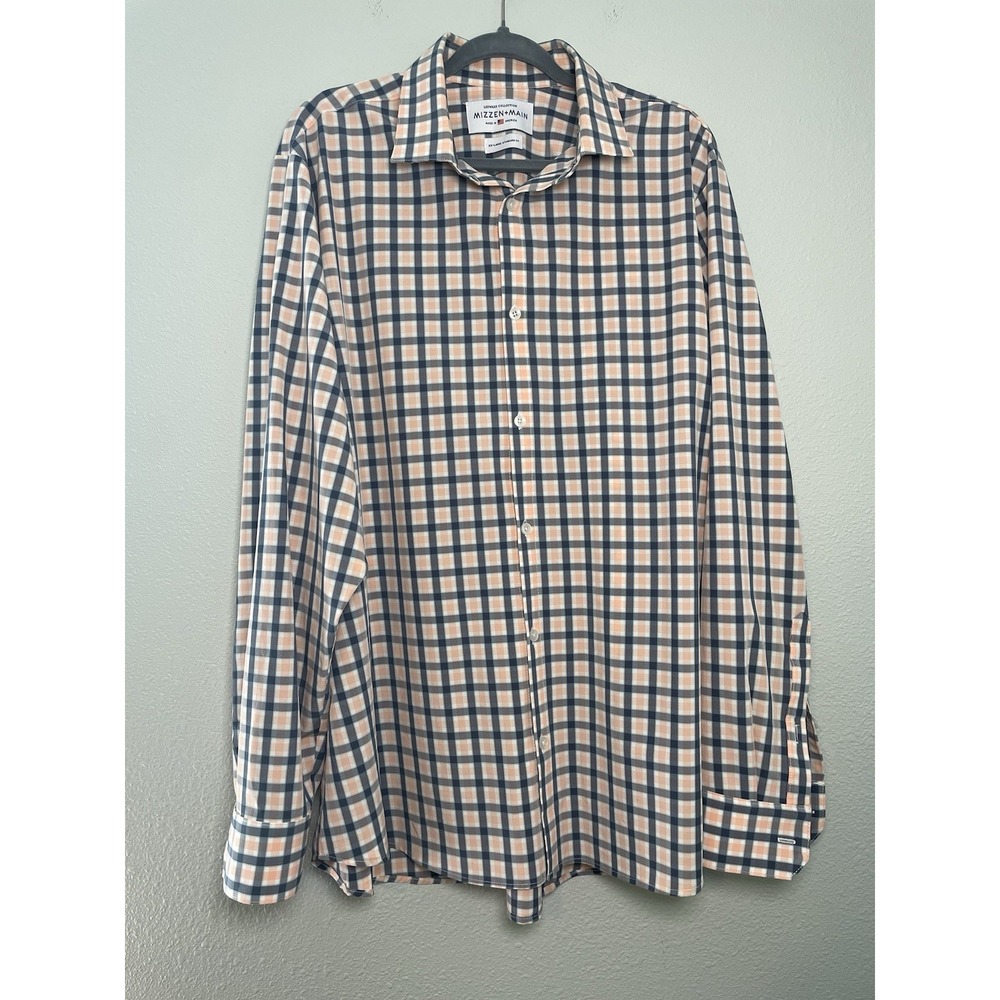 Mizzen and Main Leeward Shirt Mens 2XL Plaid Button Down‎ Performance Stretch